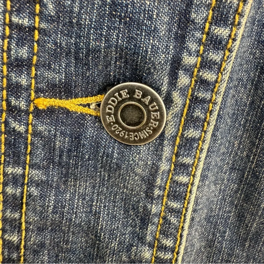 Eddie Bauer cotton blend Jean Stretch Darker Blue Classic Denim Jacket L